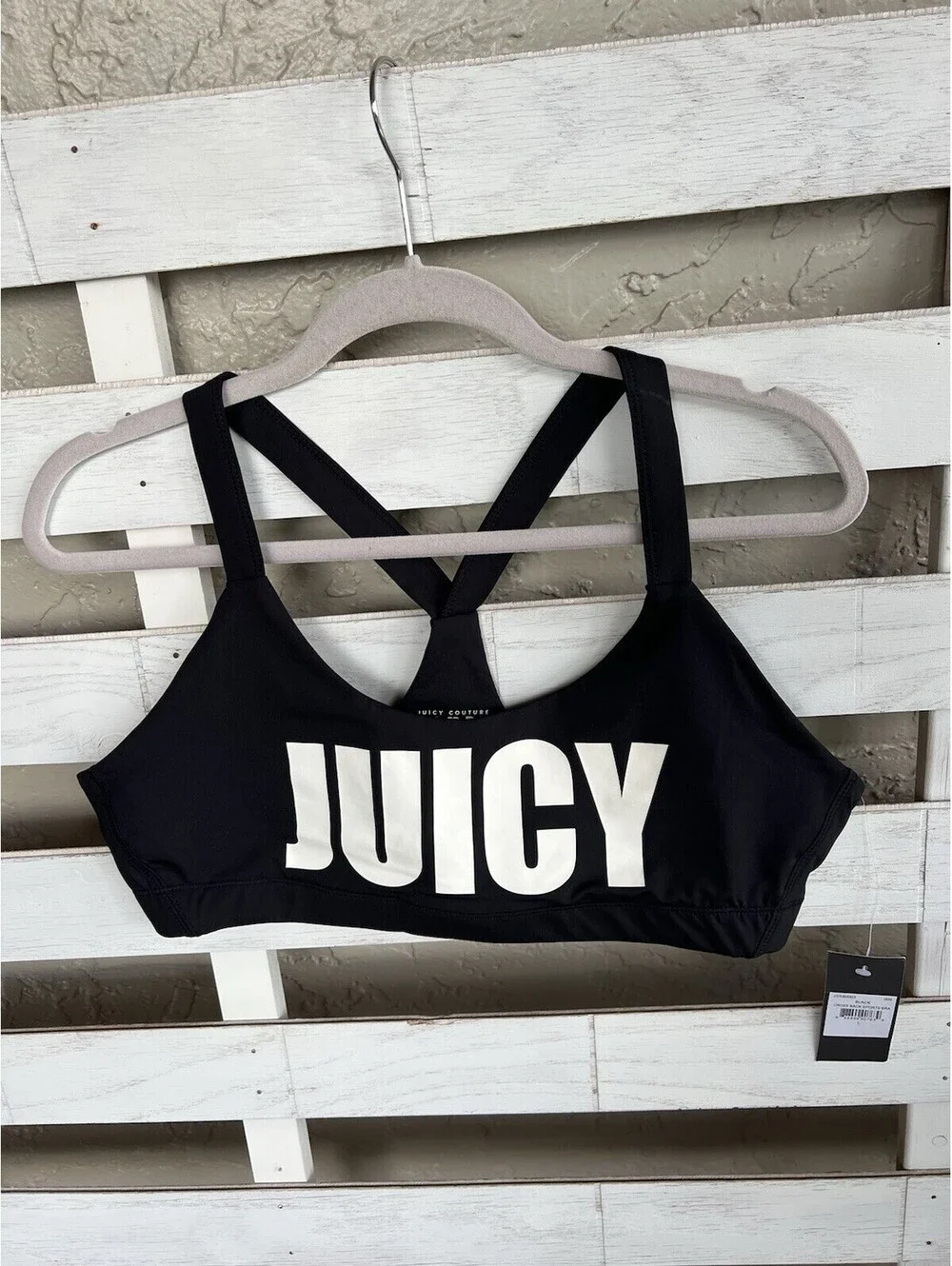 Black Juicy Couture Sport Sports Bra Racerback NWT Womens L.